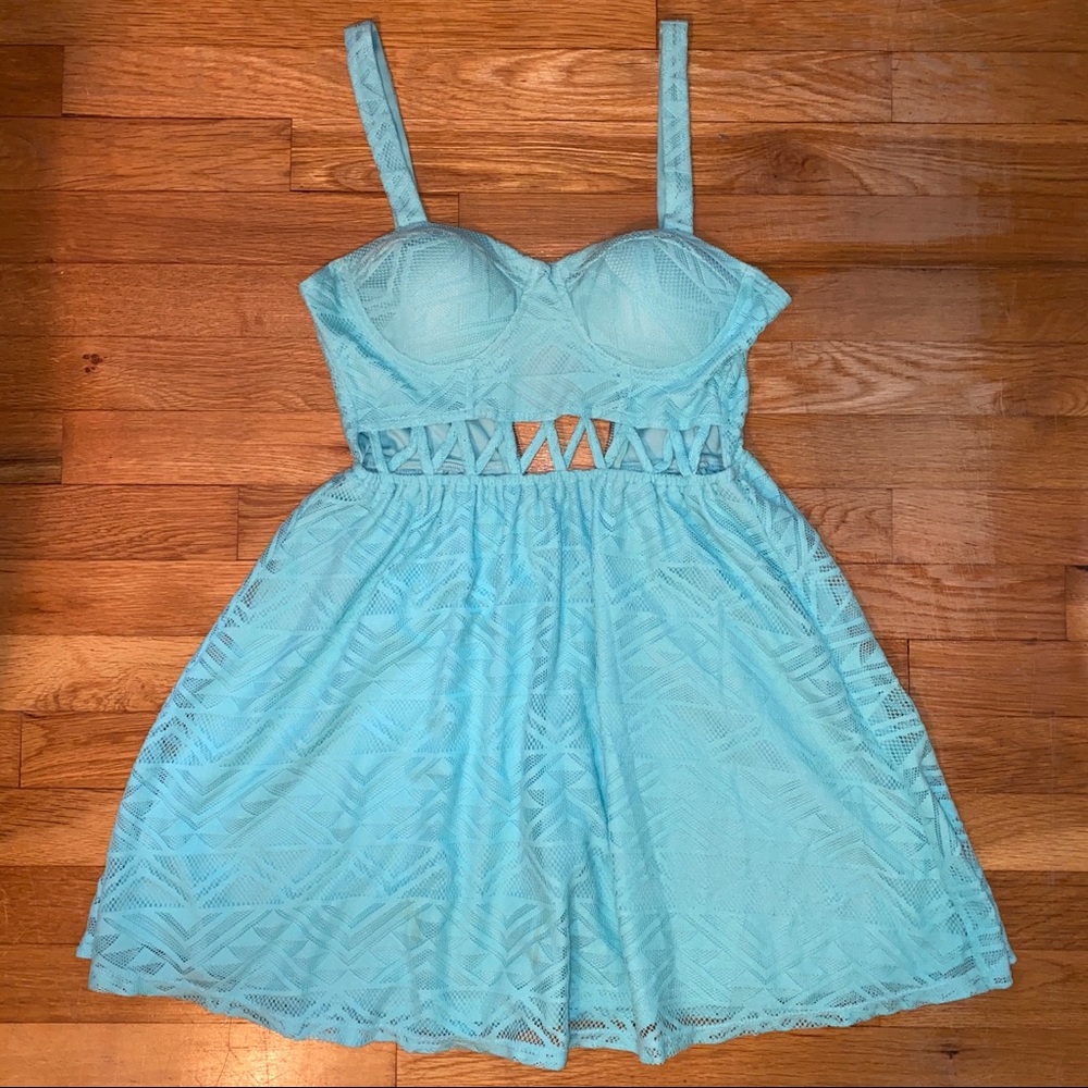 Turquoise Bustier A-Line Dress